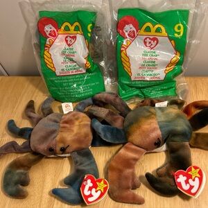 4 Vintage Ty Beanie Babies Claude the Crab 90s LOT Teenie Beanie Baby McDonald’s